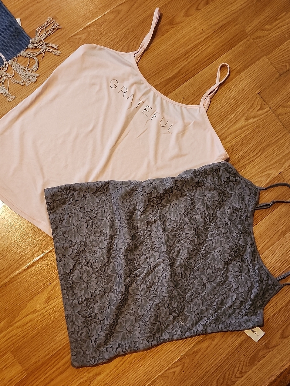 Gray & Pink Spaghetti Strap Tank Top